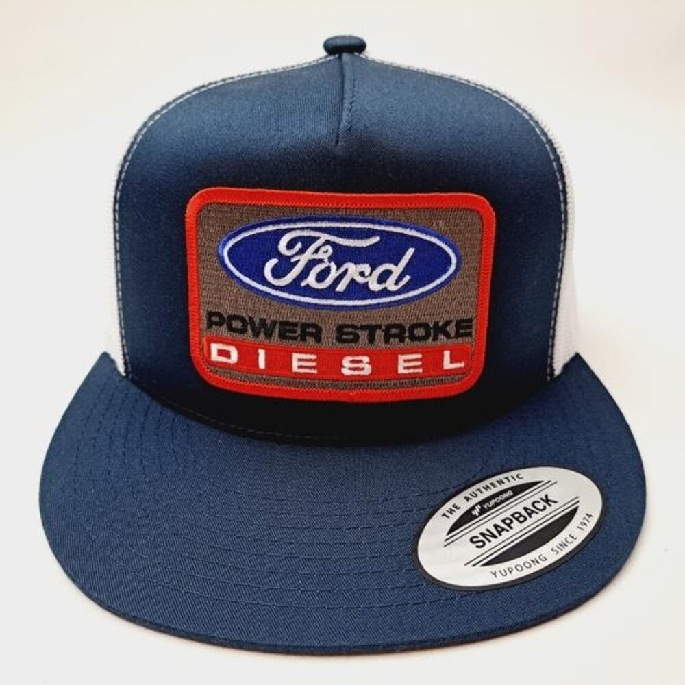 Ford Power Stroke Diesel Hat Flat Brim Snapback Mesh Trucker Cap Custom Patch